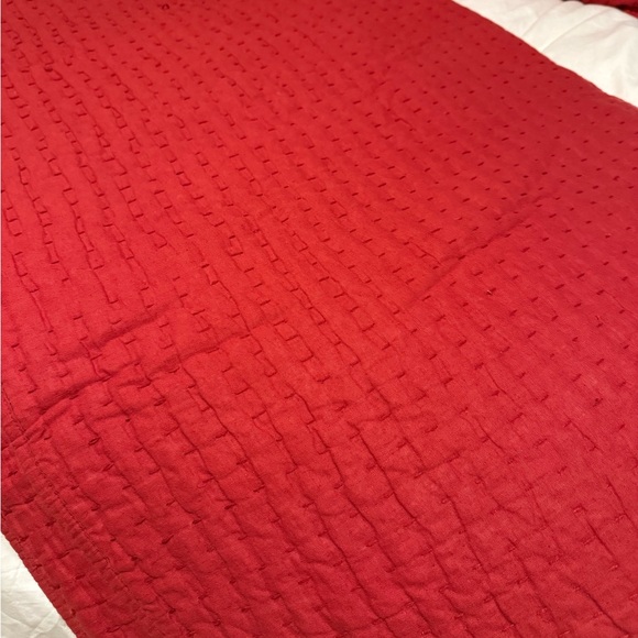 Pottery Barn Pick Stitch Red Quilted Bedding King w/Euro shams (2) - Picture 1 of 3